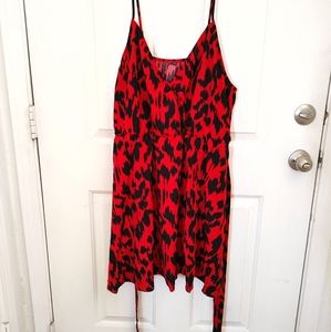 Red and Black Midi Dress